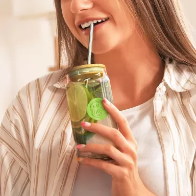 Fallon 550ml Bamboo Lid Glass Tumbler