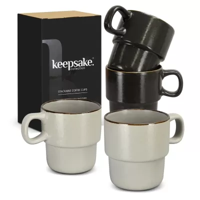 Keepsake 2 Piece Ceramic Stackable Coffee Cup Set