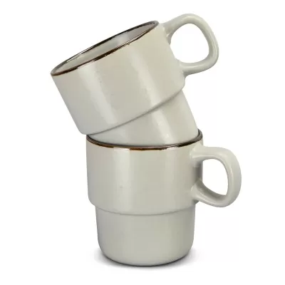 Keepsake 2 Piece Ceramic Stackable Coffee Cup Set