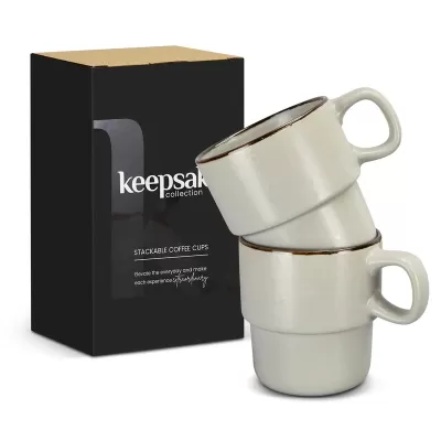 Keepsake 2 Piece Ceramic Stackable Coffee Cup Set