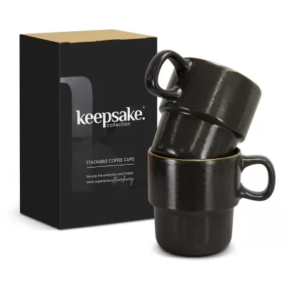 Keepsake 2 Piece Ceramic Stackable Coffee Cup Set