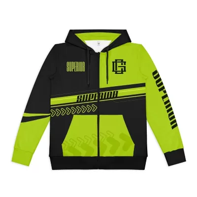 Mens Custom Active Zipped Polyester Hoodie