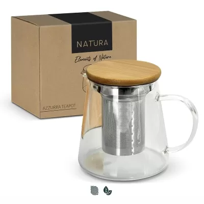 NATURA Azzurra 460ml Glass Teapot with Bamboo Lid