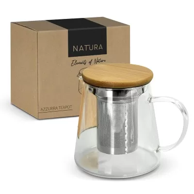 NATURA Azzurra 460ml Glass Teapot with Bamboo Lid