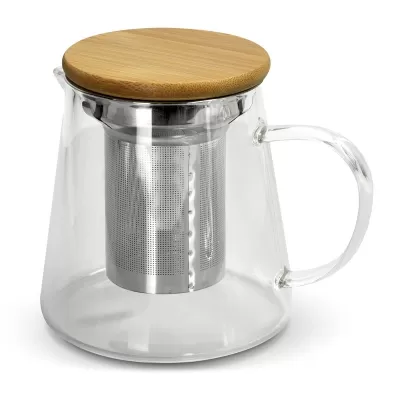 NATURA Azzurra 460ml Glass Teapot with Bamboo Lid
