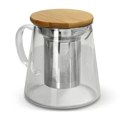 NATURA Azzurra 460ml Glass Teapot with Bamboo Lid