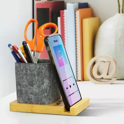 NATURA Bamboo Phone Stand Desk Caddy