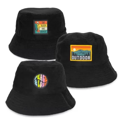 branded Terry Towelling Bucket Hat with Full Colour Patch, from our range of promotional Wide Brim Hats
