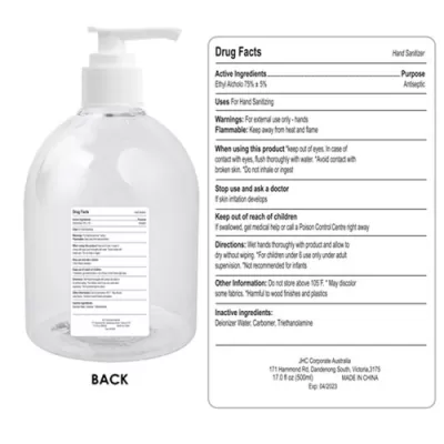 500ml 75% Alcohol Hand Sanitiser Gel
