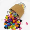 Jelly Beans in Cork Band Glass Coffee Cup