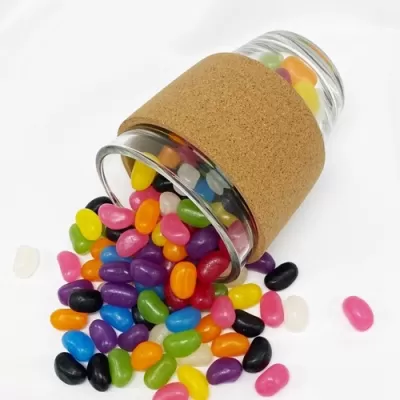 Jelly Beans in Cork Band Glass Coffee Cup