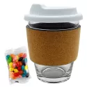 Jelly Beans in Cork Band Glass Coffee Cup
