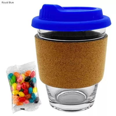 Jelly Beans in Cork Band Glass Coffee Cup
