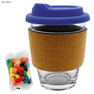 Jelly Beans in Cork Band Glass Coffee Cup