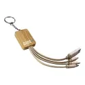 Square Bamboo Charging Cable Keyring