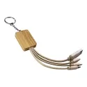 Square Bamboo Charging Cable Keyring