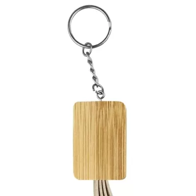 Square Bamboo Charging Cable Keyring