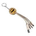 Round Bamboo Charging Cable Keyring