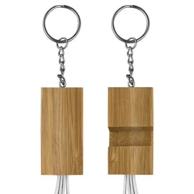 Phone Stand Bamboo Charging Cable Keyring