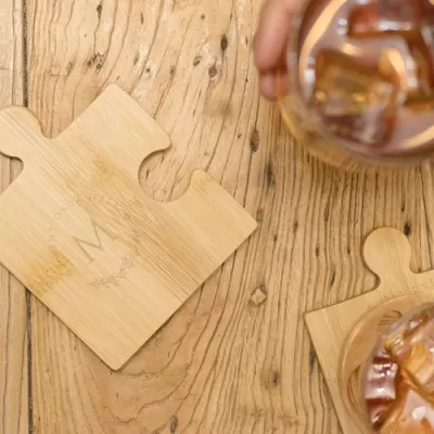 Puzzle 4 Piece Bamboo Coaster Set