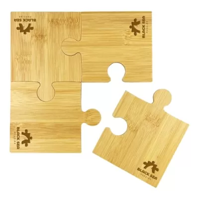 Puzzle 4 Piece Bamboo Coaster Set