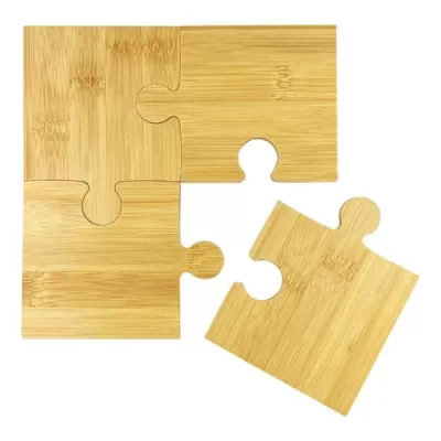 Puzzle 4 Piece Bamboo Coaster Set