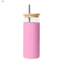 Vanisa 480ml Bamboo Lid Glass Drink Bottle with Sleeve