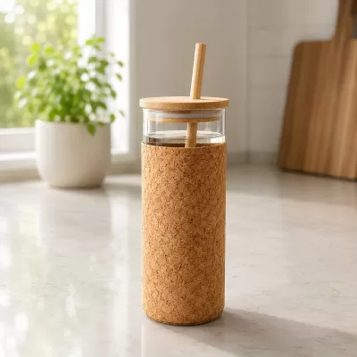 Eidy 480ml Bamboo Lid Glass Bottle
