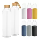 Honya 550ml Bamboo Lid Glass Drink Bottle with Sleeve