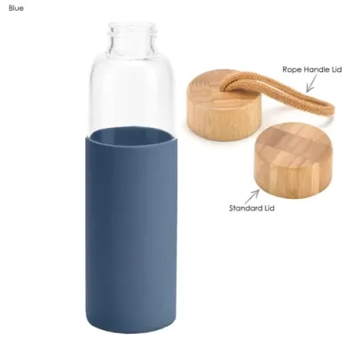 Honya 550ml Bamboo Lid Glass Drink Bottle with Sleeve