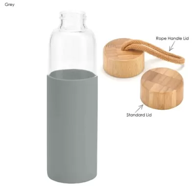 Honya 550ml Bamboo Lid Glass Drink Bottle with Sleeve