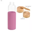 Honya 550ml Bamboo Lid Glass Drink Bottle with Sleeve