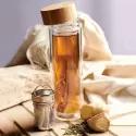 Vinella 410ml Bamboo Lid Glass Drink Bottle