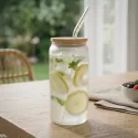 Nordic 450ml Bamboo Lid Glass Tumbler