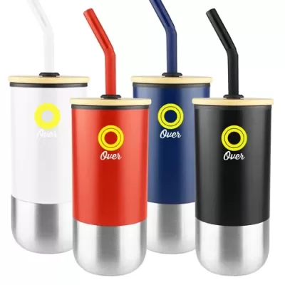 eNova 450ml Bamboo Lid Stainless Steel Coffee Mug