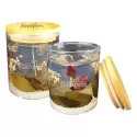 Floral Bamboo Lid Glass Candle