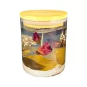 Floral Bamboo Lid Glass Candle