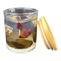 Floral Bamboo Lid Glass Candle