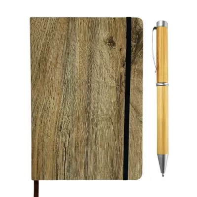 Wood Look Notebook and Pen Gift Set