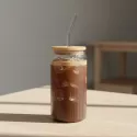 Olmos 550ml Bamboo Lid Glass Tumbler