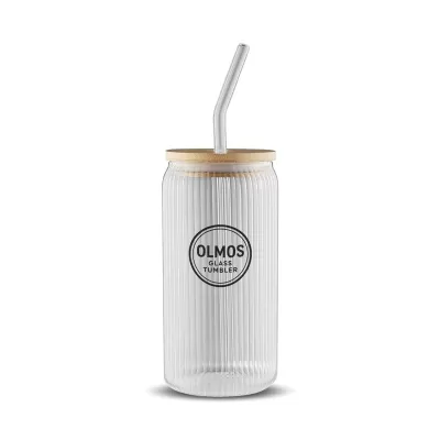 Olmos 550ml Bamboo Lid Glass Tumbler