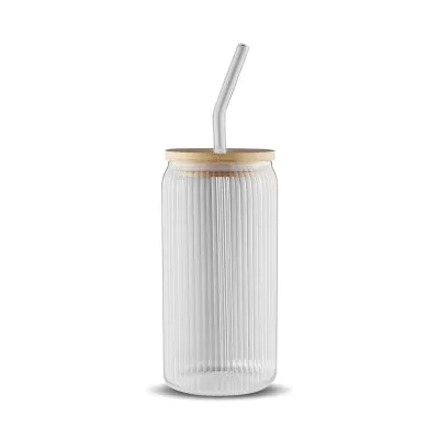 Olmos 550ml Bamboo Lid Glass Tumbler