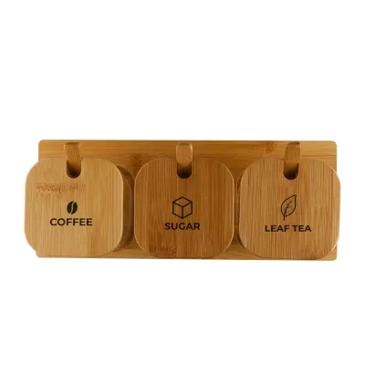 Kitchen Bamboo Lid Glass Condiment Jar