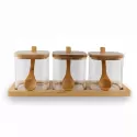 Kitchen Bamboo Lid Glass Condiment Jar