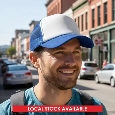 White Front 5 Panel Poly Mesh Trucker Cap