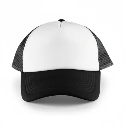 White Front 5 Panel Poly Mesh Trucker Cap
