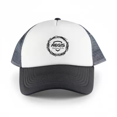 White Front 5 Panel Poly Mesh Trucker Cap