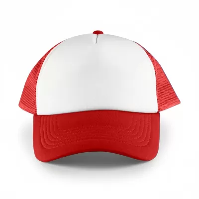 White Front 5 Panel Poly Mesh Trucker Cap
