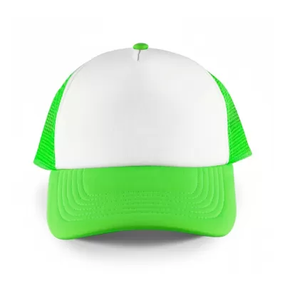 White Front 5 Panel Poly Mesh Trucker Cap