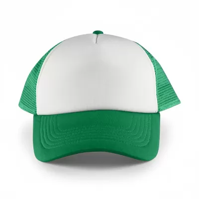 White Front 5 Panel Poly Mesh Trucker Cap